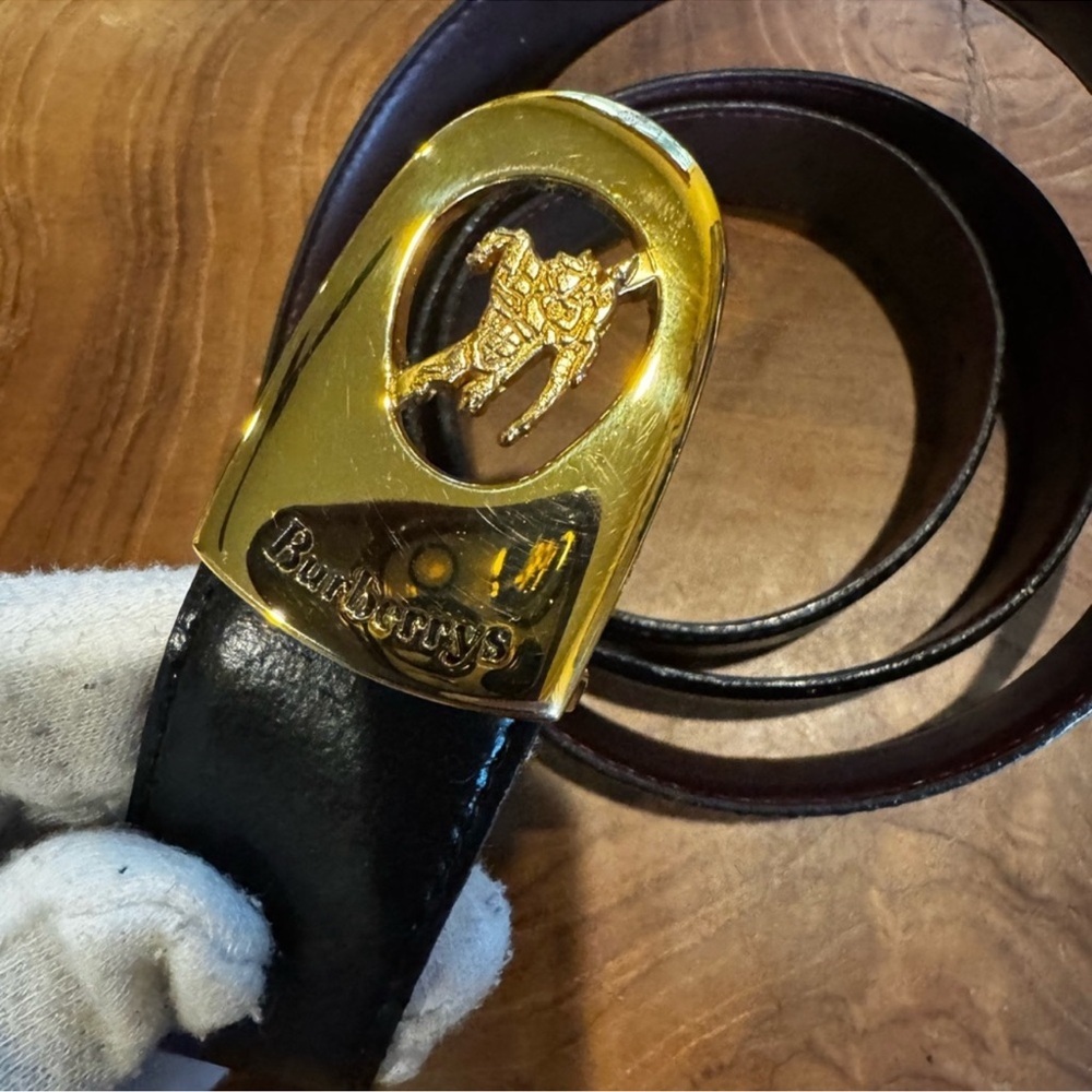 EGA Burberrys Horse Logo Black
Leather Mens Belt - Picture 5 of 11